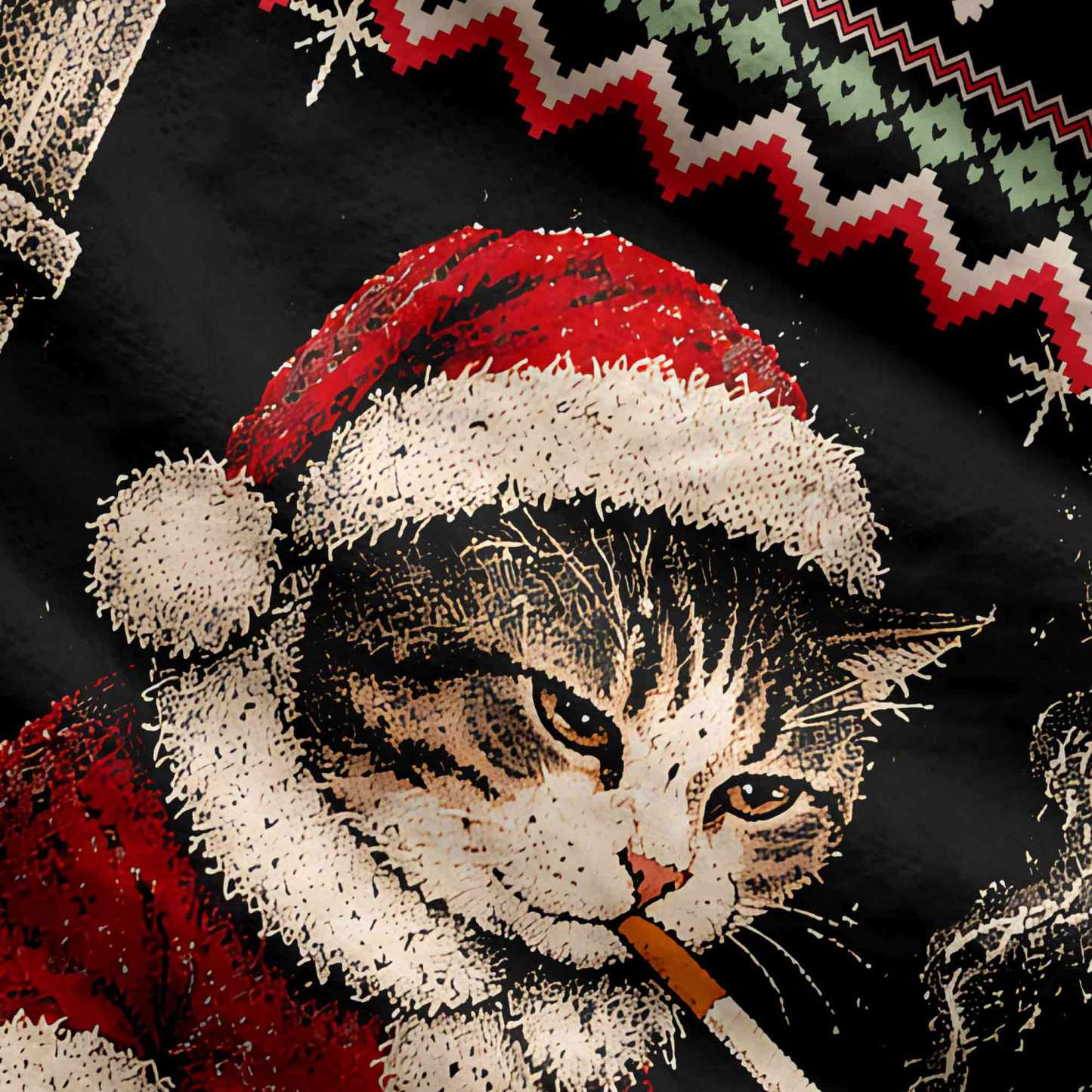 Naughty Santa Cat Retro Ugly Sweatshirts