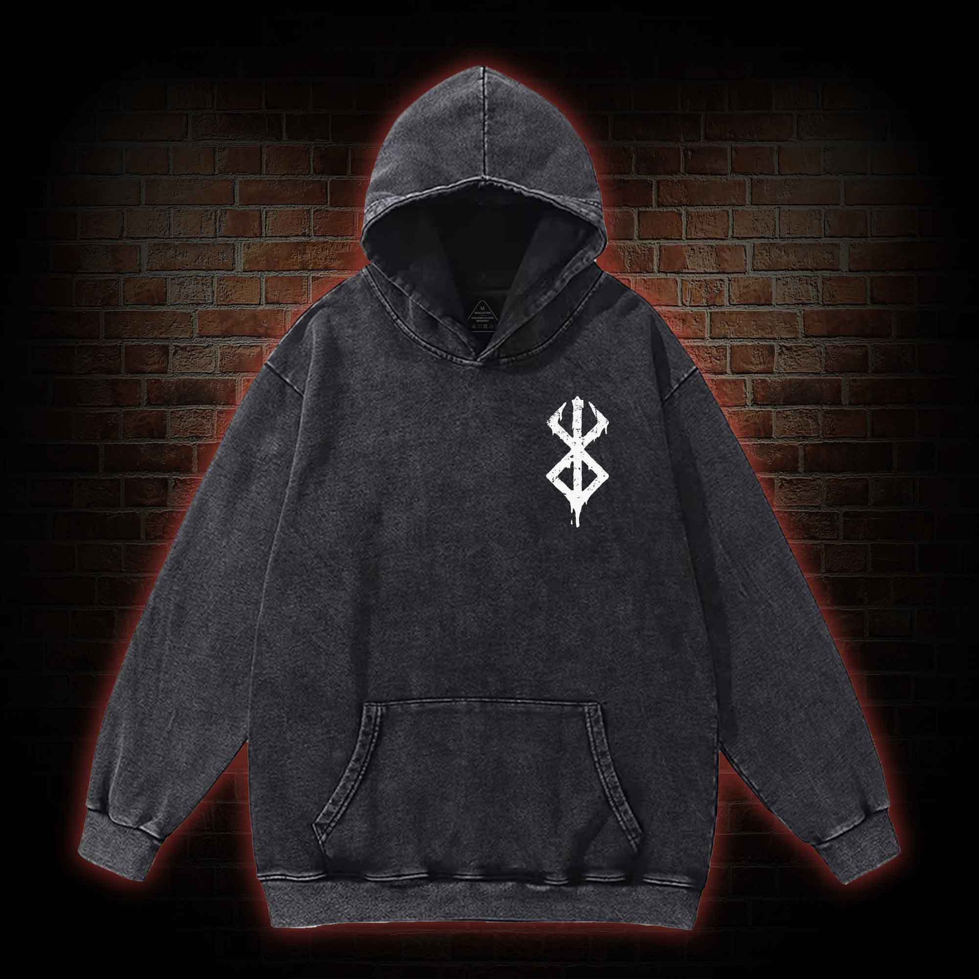 Berserk Guts Back Print Washed Hoodie