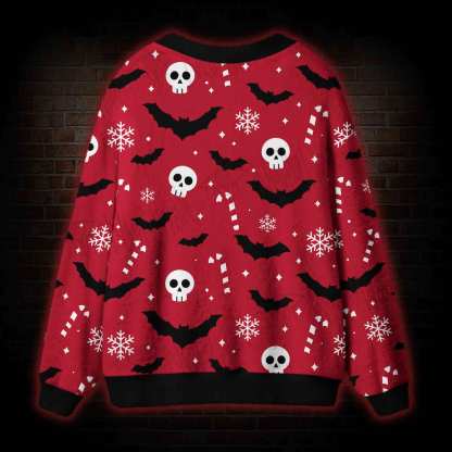 Skull Bat Christmas Cardigan Sweater