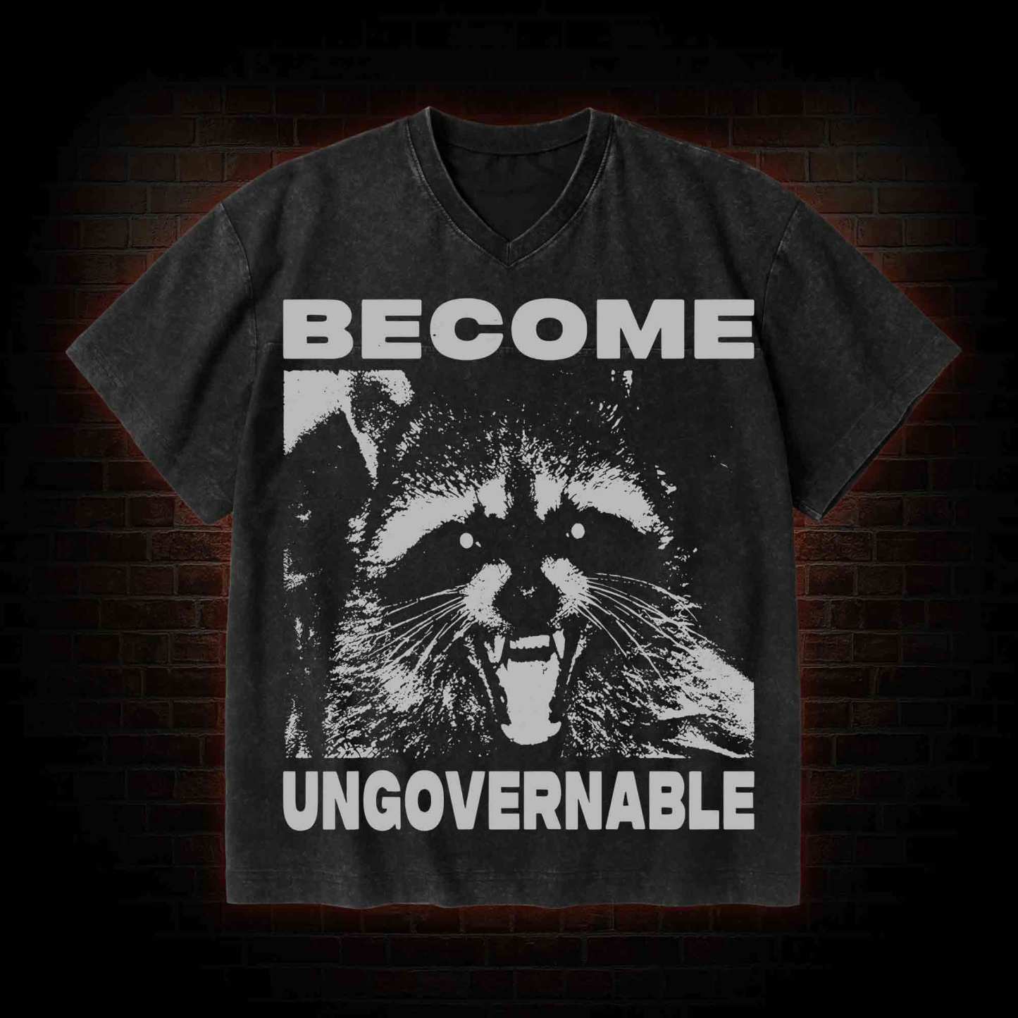 Become Ungovernable V-Neck Streetwear Washed T-shirt