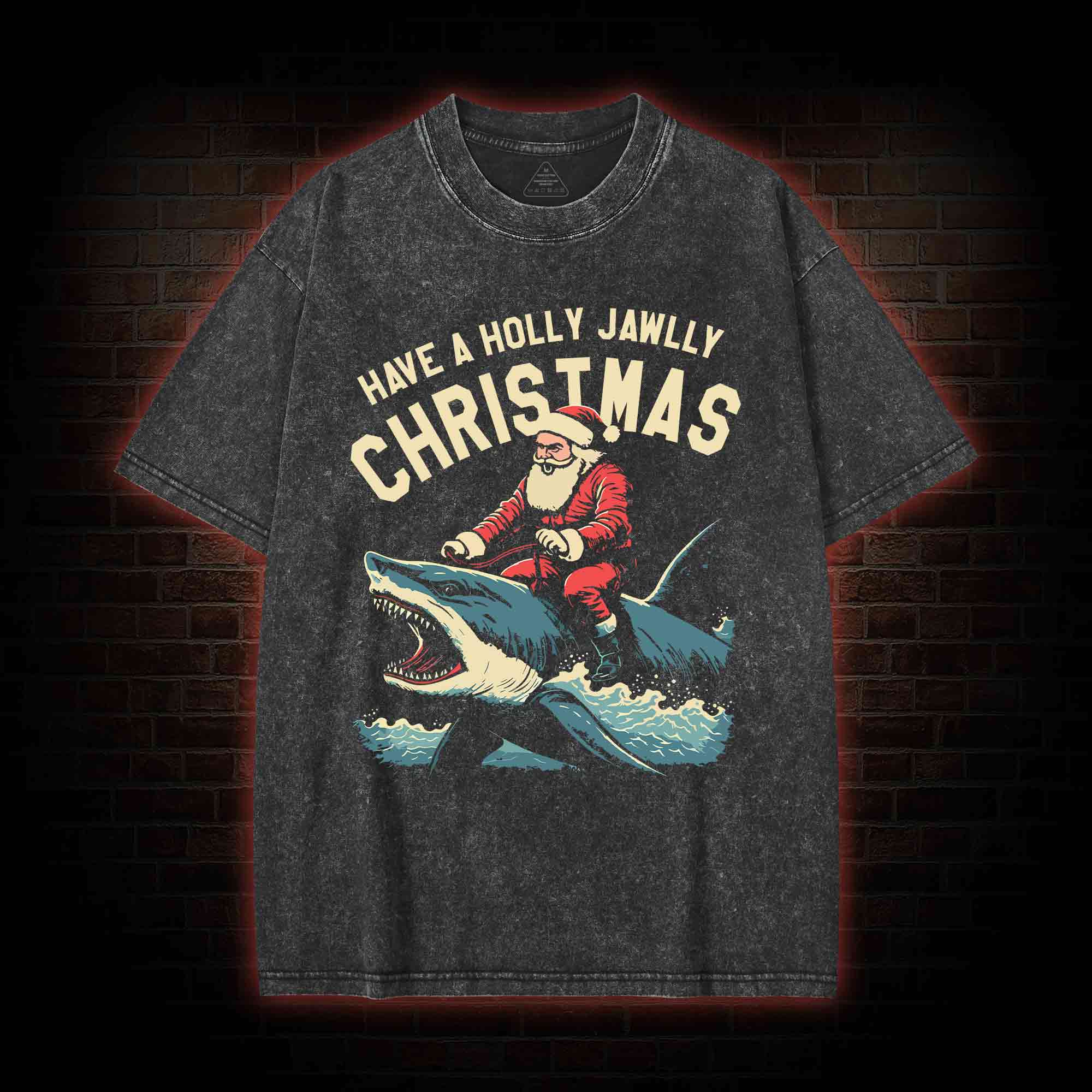 Have A Holly Jawlly Christmas Washed T-shirt