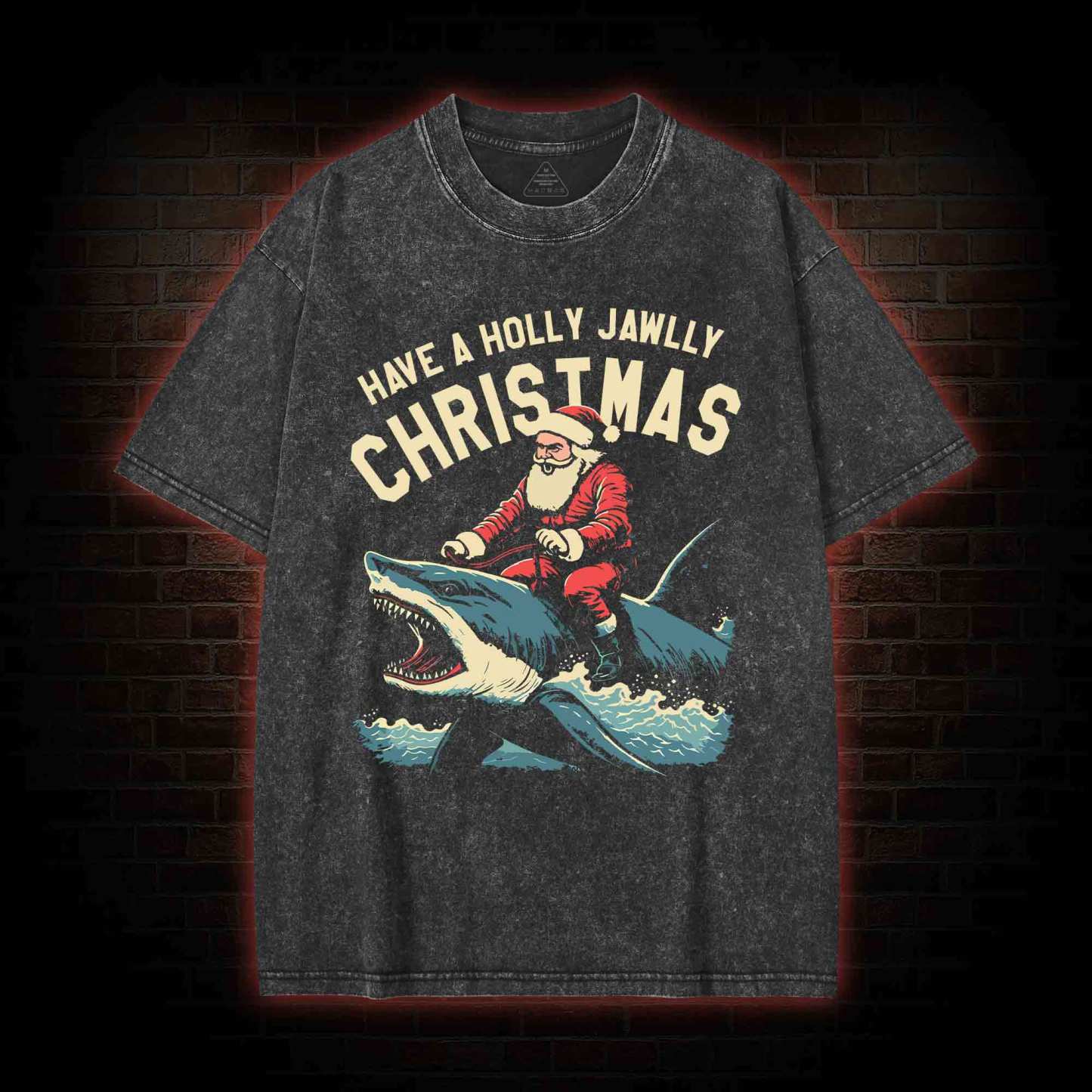 Have A Holly Jawlly Christmas Washed T-shirt