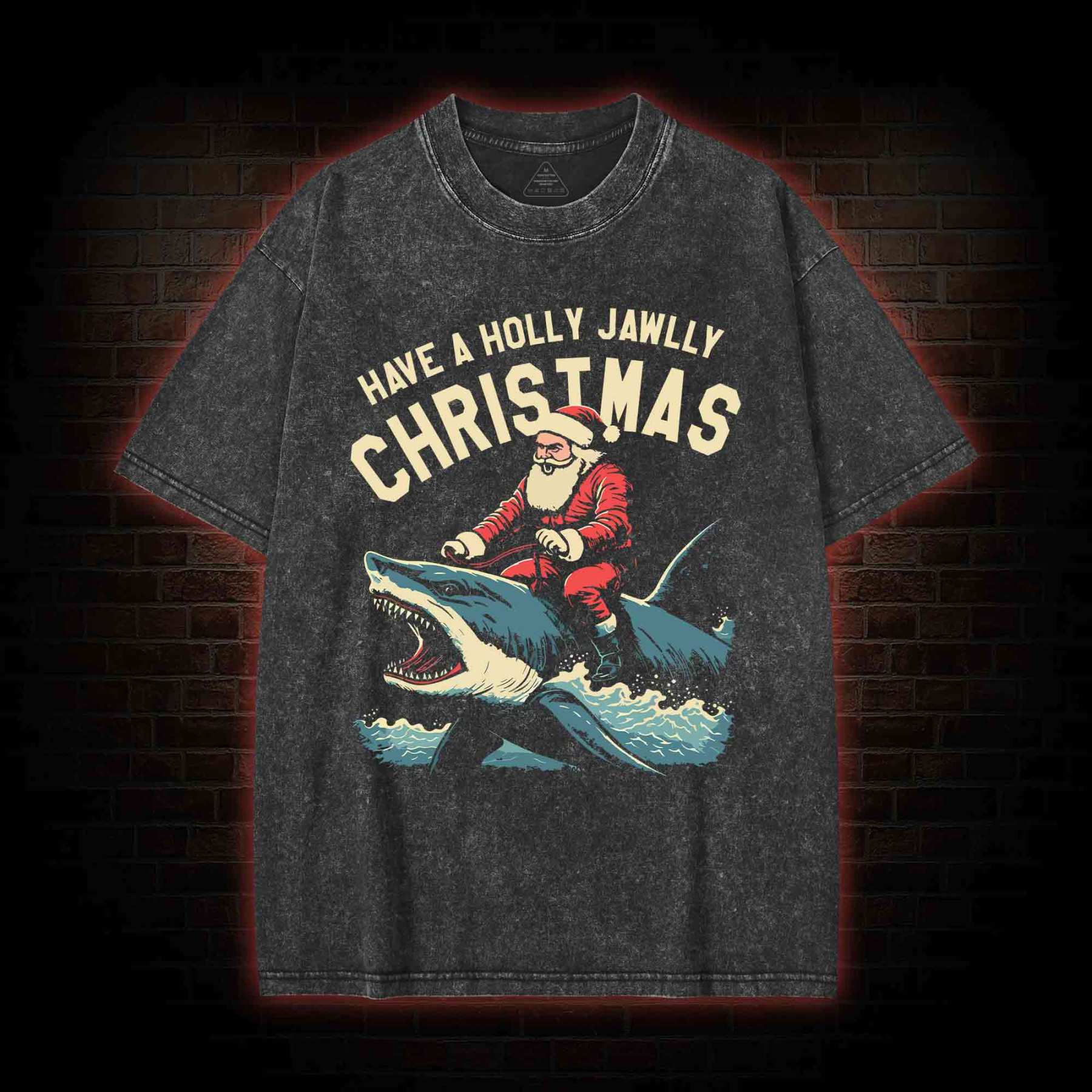 Have A Holly Jawlly Christmas Washed T-shirt