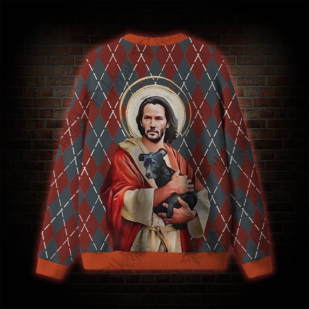 Jesus Keanu Reeves With Dog Ugly Sweatshirts