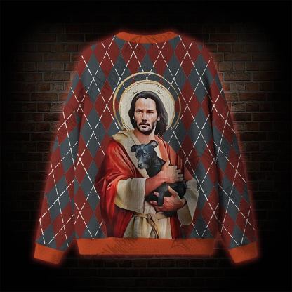 Jesus Keanu Reeves With Dog Ugly Sweatshirts