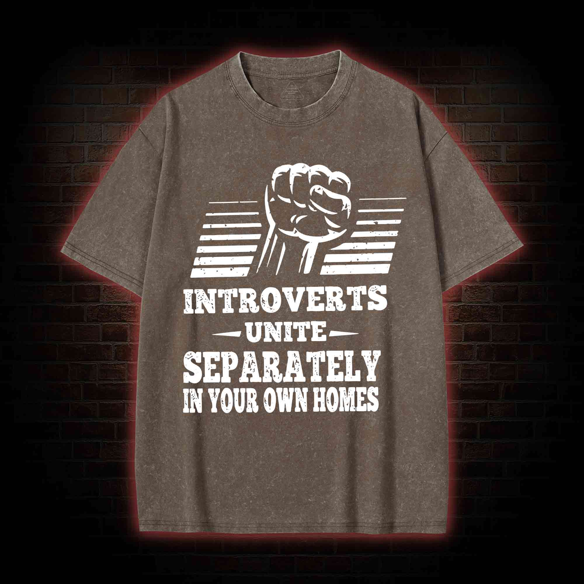 Introverts Unite Separately In Your Own Homes Washed T-shirt