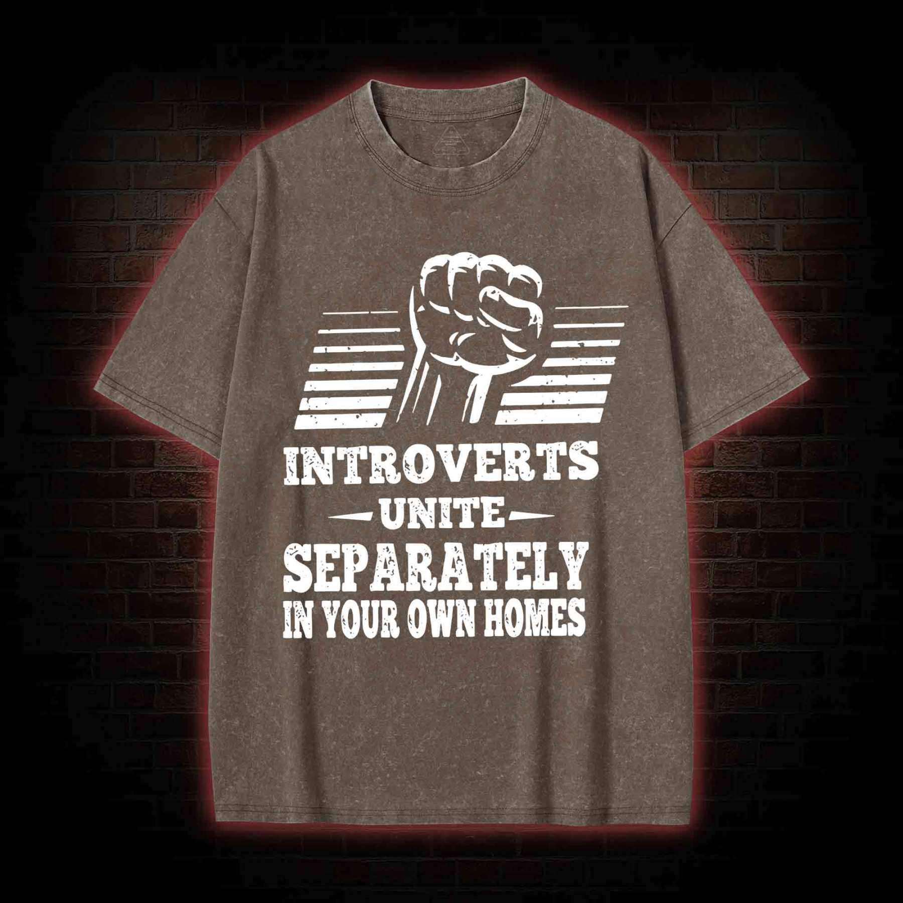 Introverts Unite Separately In Your Own Homes Washed T-shirt