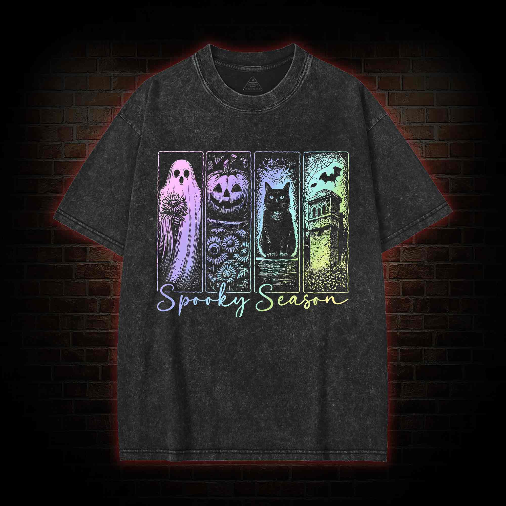 Vintage Halloween Horror Night Washed T-shirt