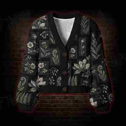 Botanical Noir Women's Cardigan Sweater