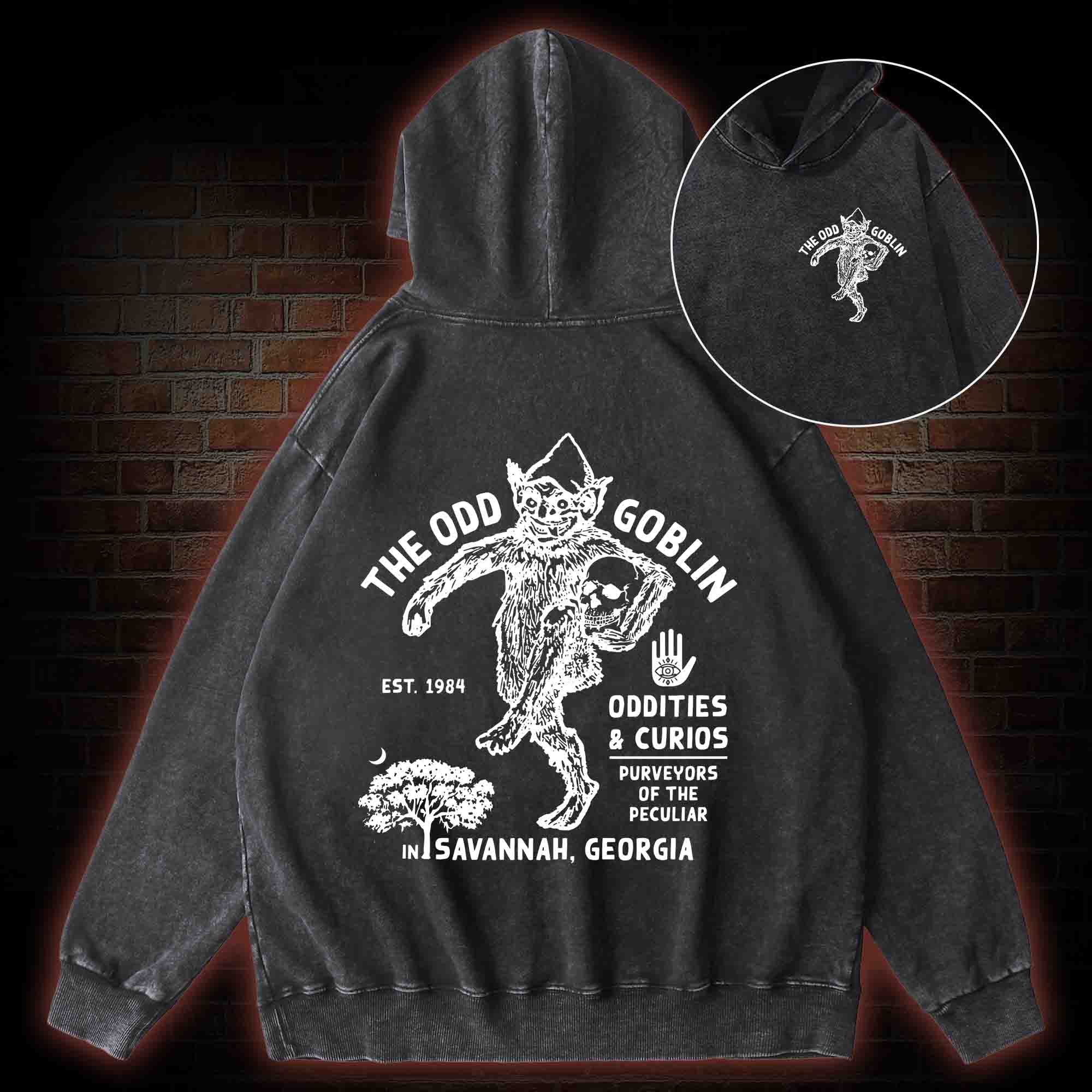 The Odd Goblin back print washed hoodie