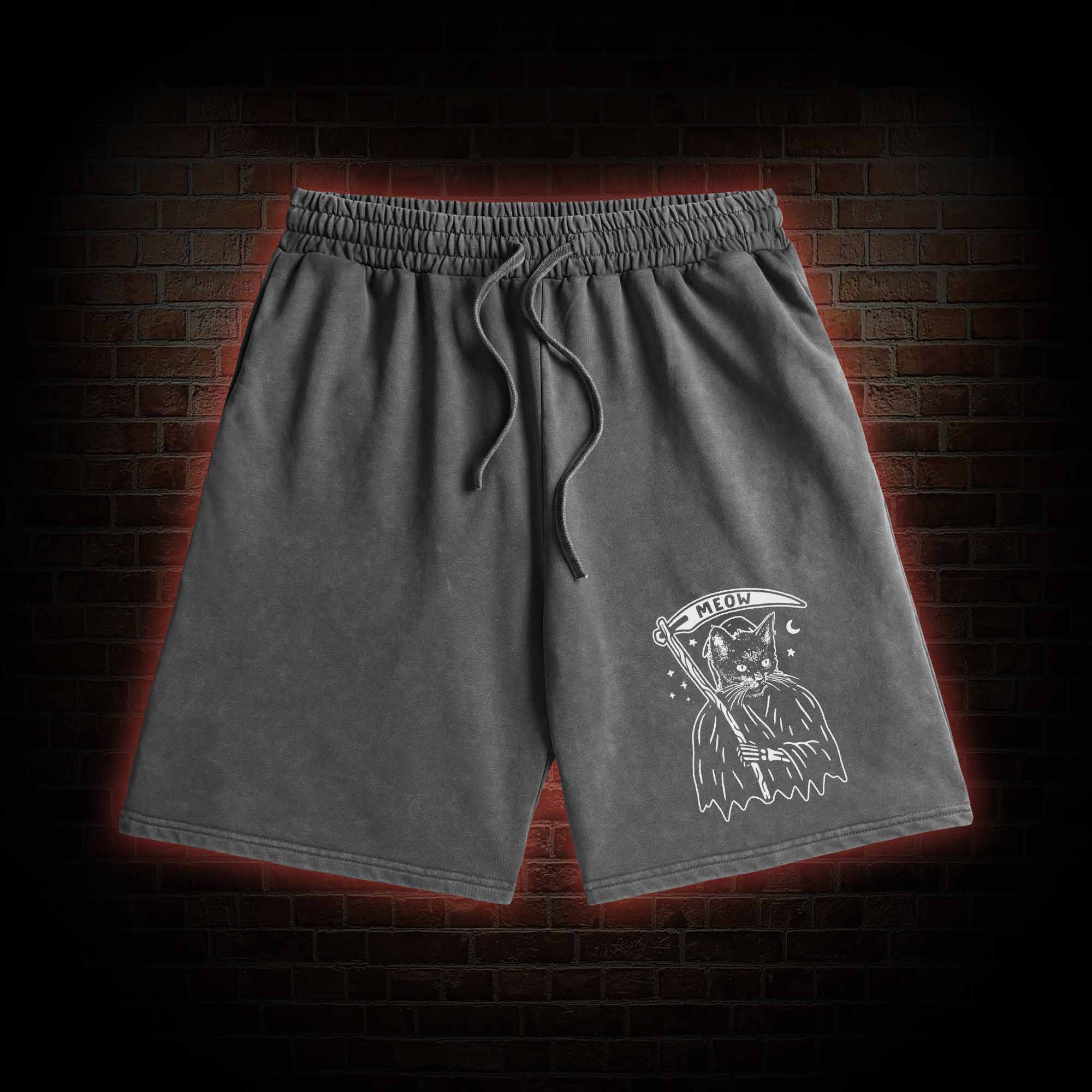 Death Meow Washed Shorts