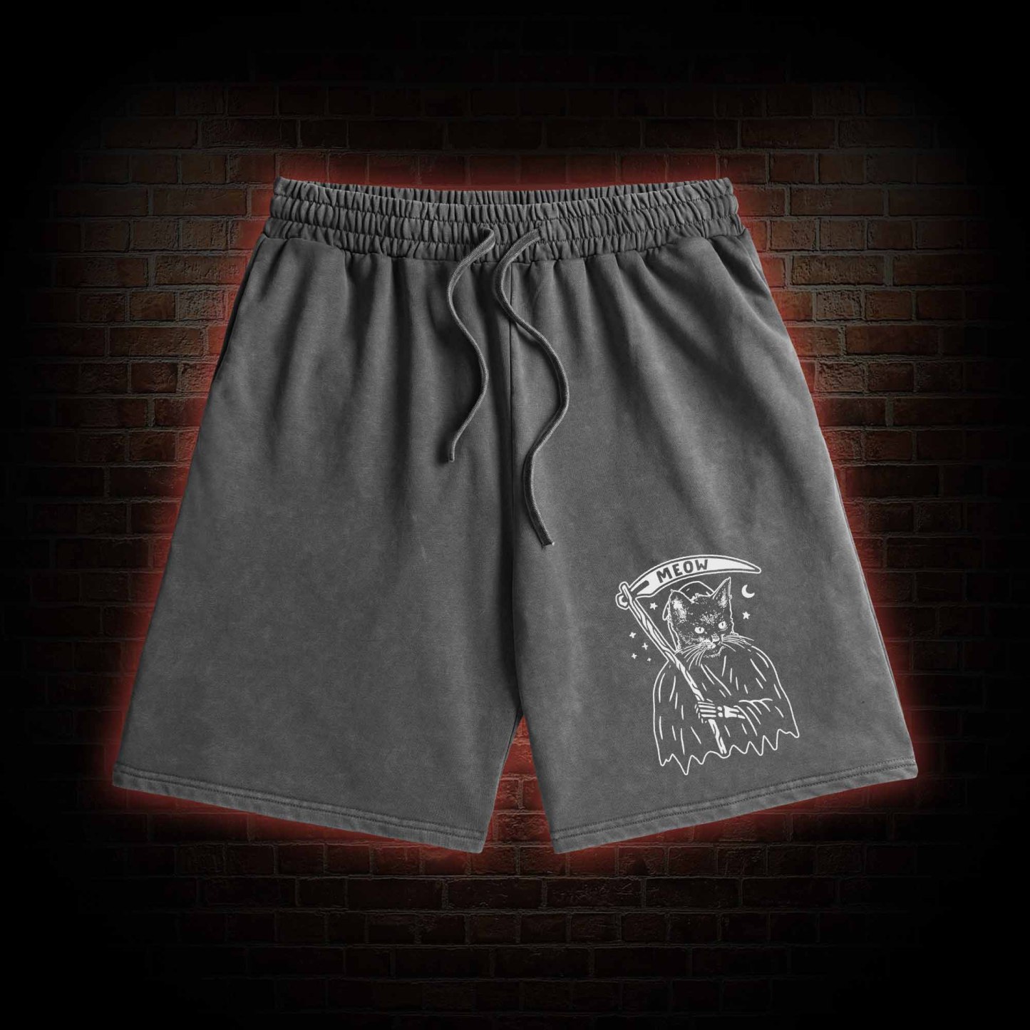 Death Meow Washed Shorts