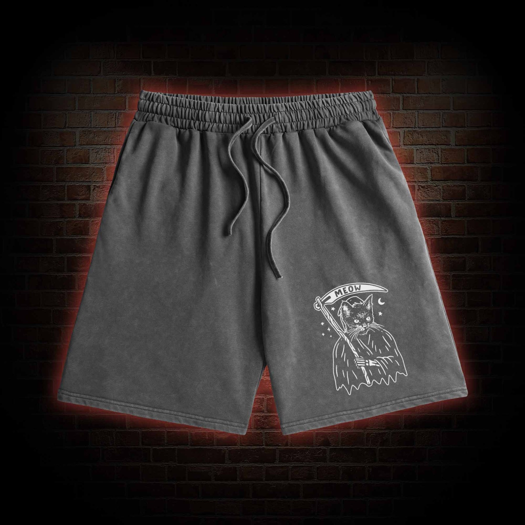 Death Meow Washed Shorts