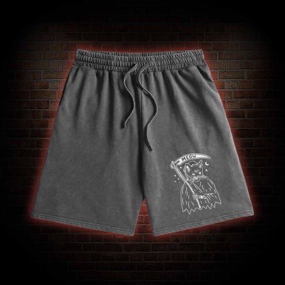 Death Meow Washed Shorts