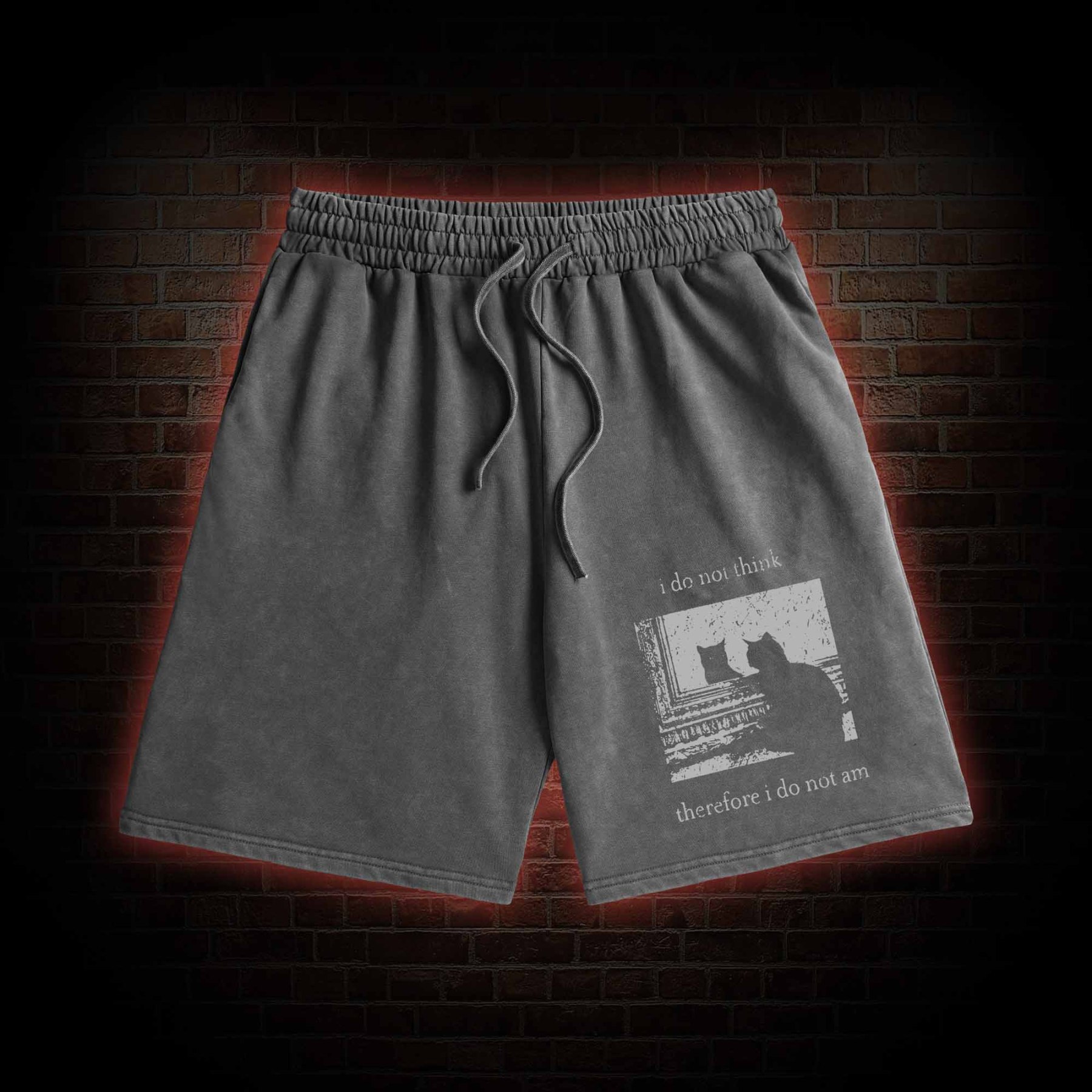 I Do Not Think Therefore I Do Not Am Washed Shorts