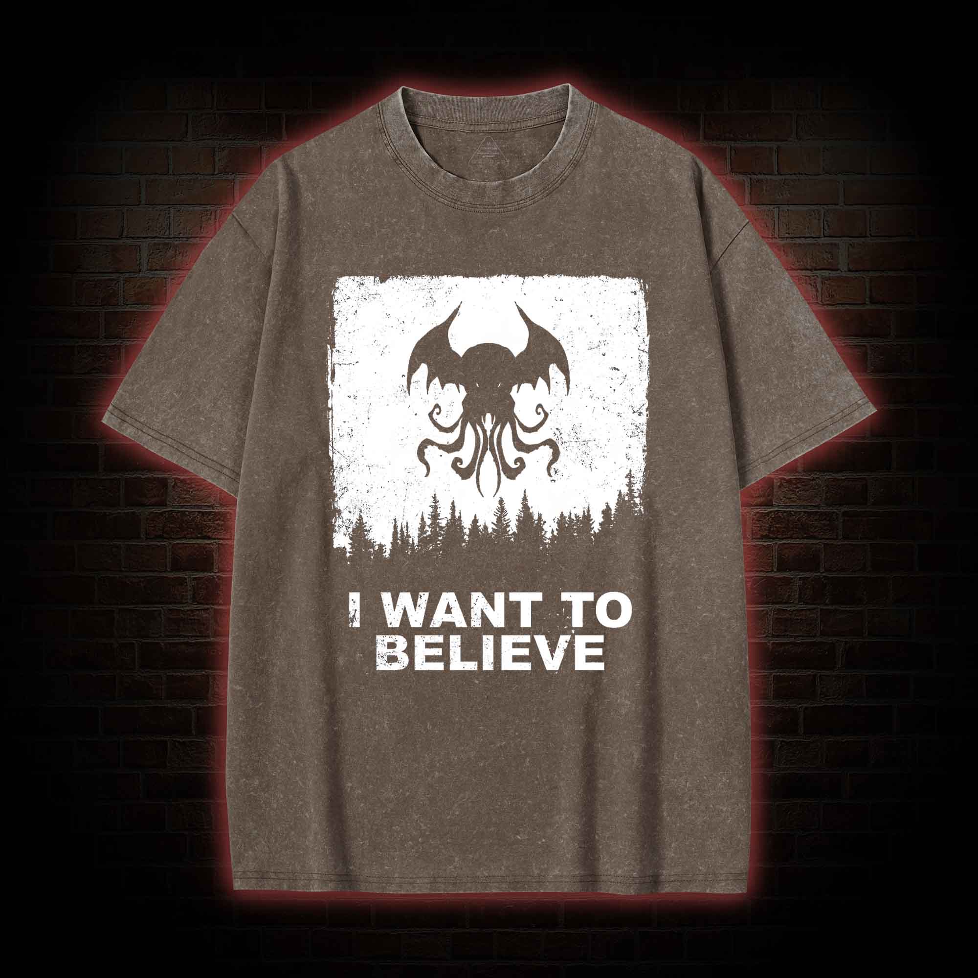 I Want to Believe in Cthulhu Washed T-shirt