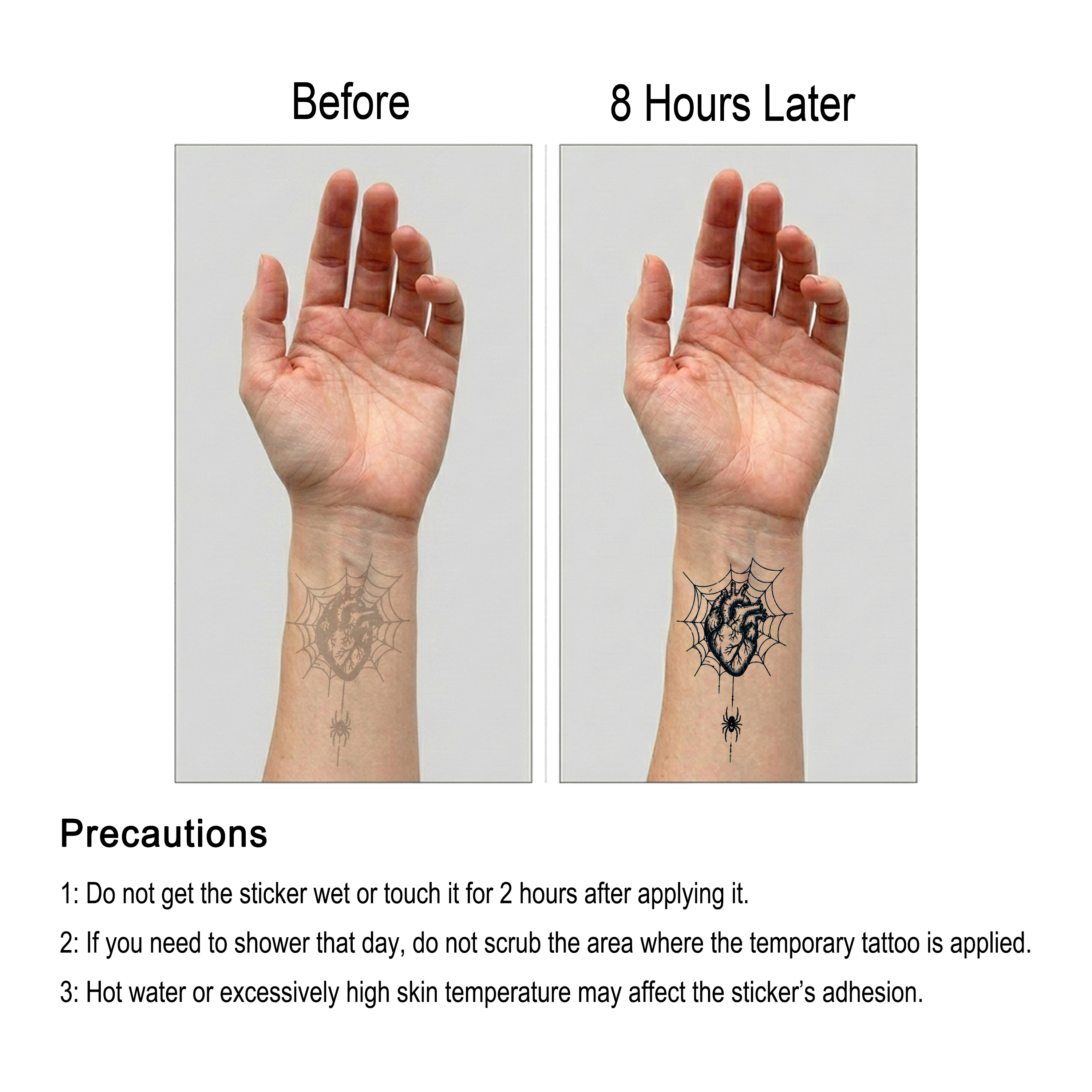 Webbed Heart Temporary Tattoo