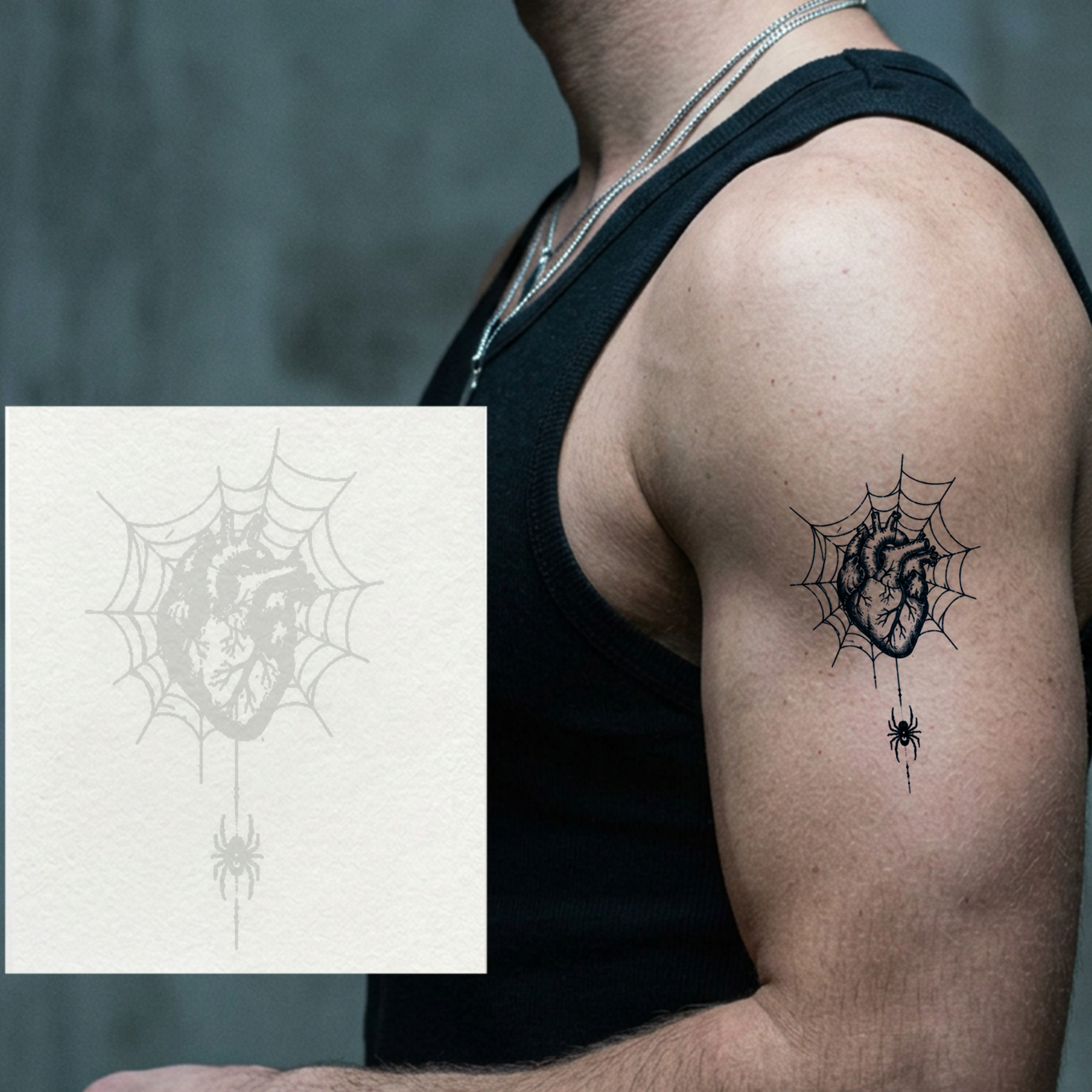 Webbed Heart Temporary Tattoo