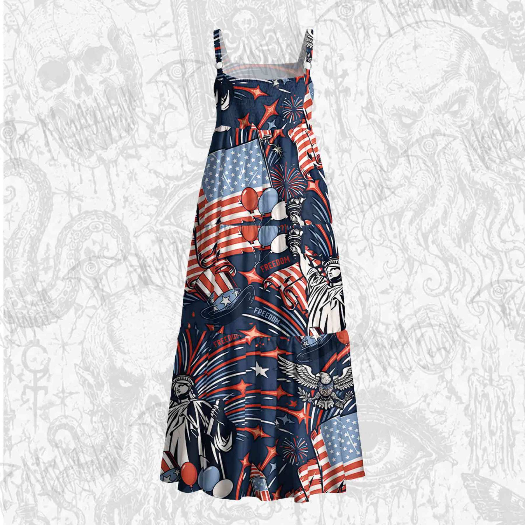 The Statue of Liberty Wide Straps Maxi Dress