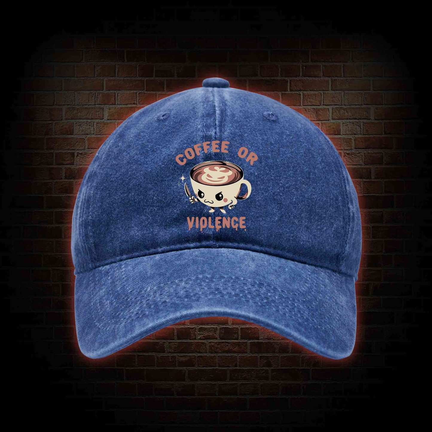 Coffee Or Violence Washed Vintage Baseball Cap