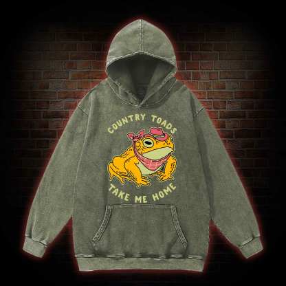 Country Toads Take Me Home Washed Hoodie
