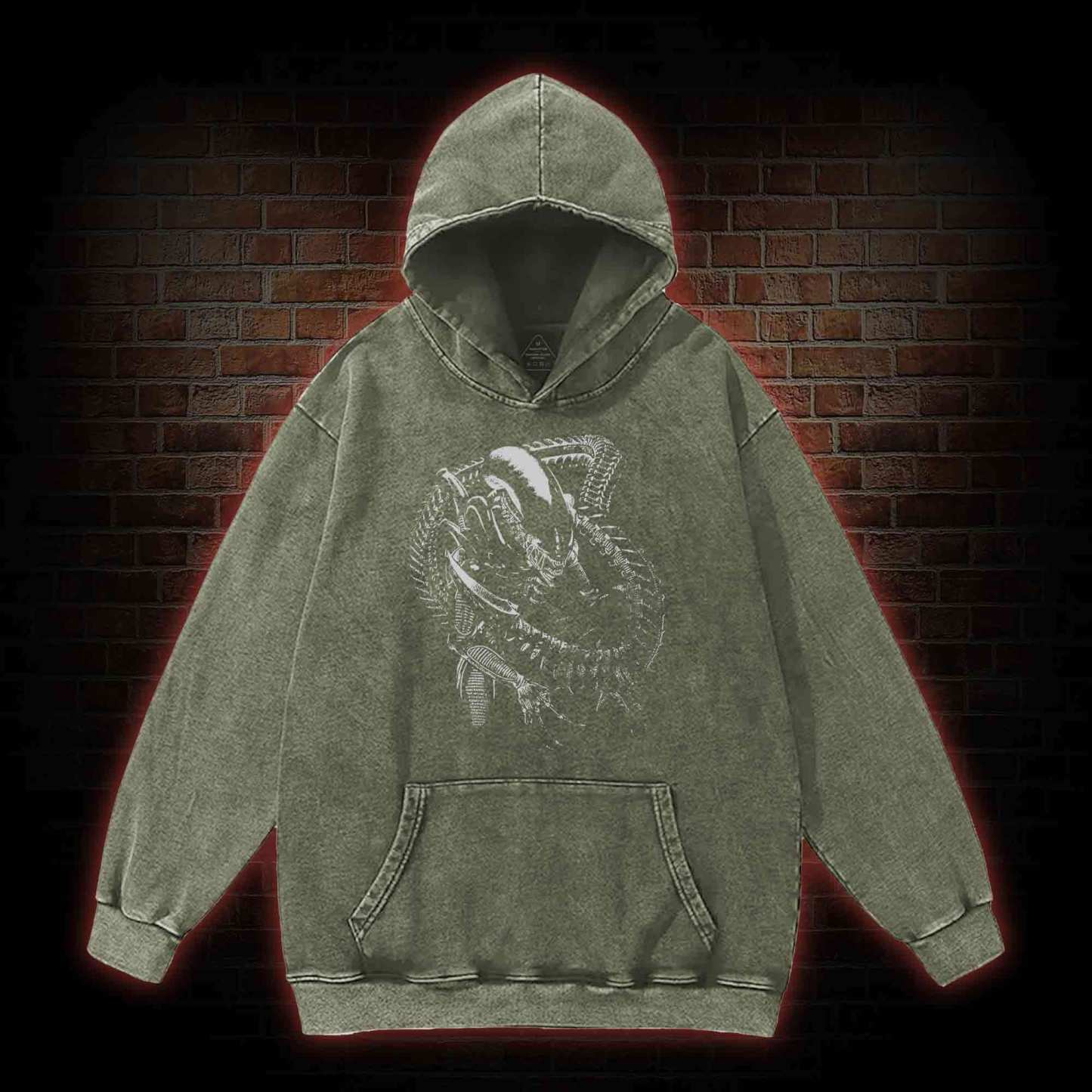 Alien Inspired Horror Washed Hoodie