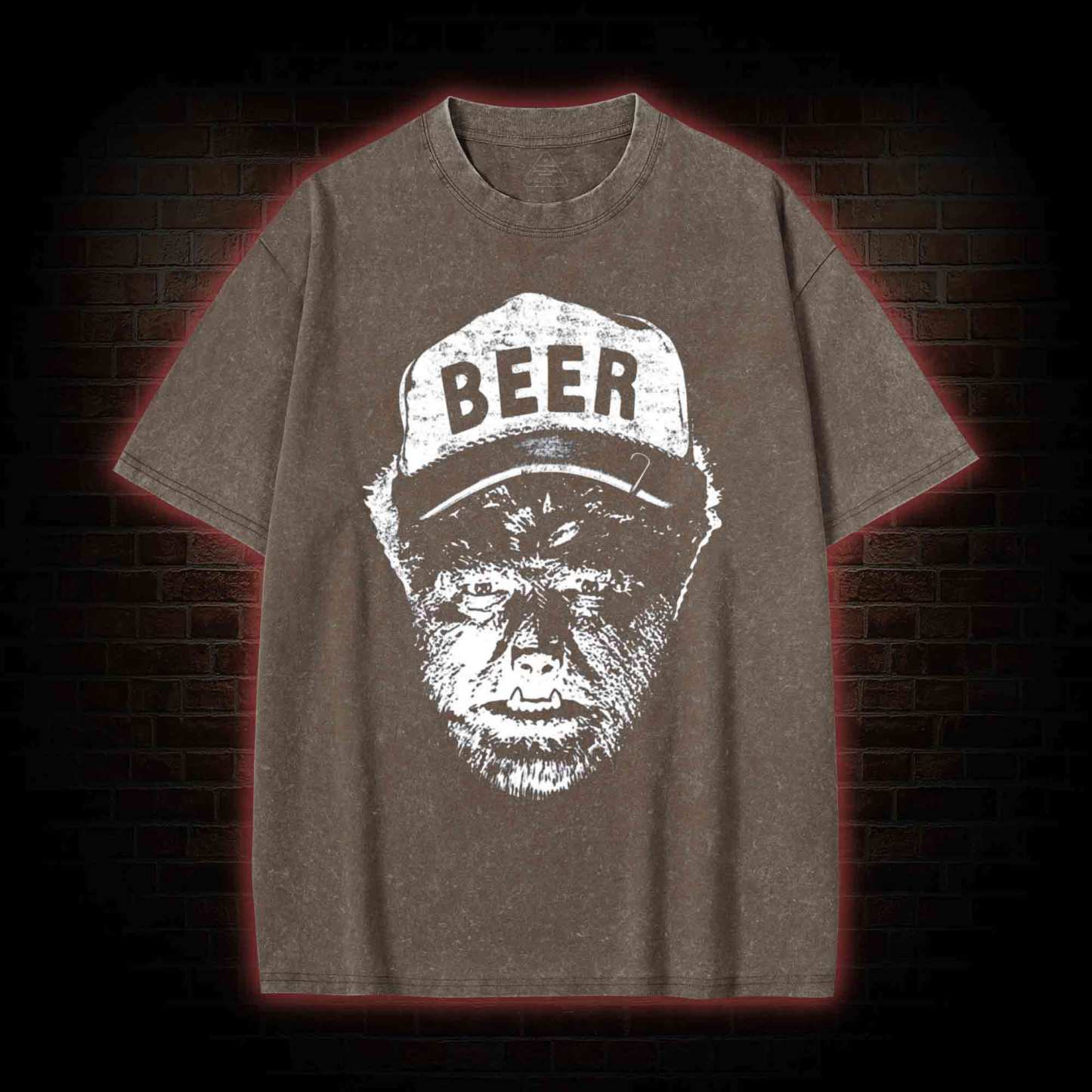 Beer Wolfman Washed T-shirt with Dark Style
