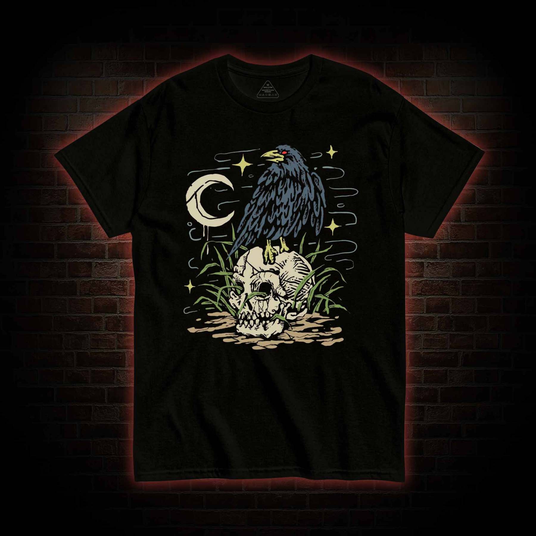 Crow and Skull T-shirt with Dark Style