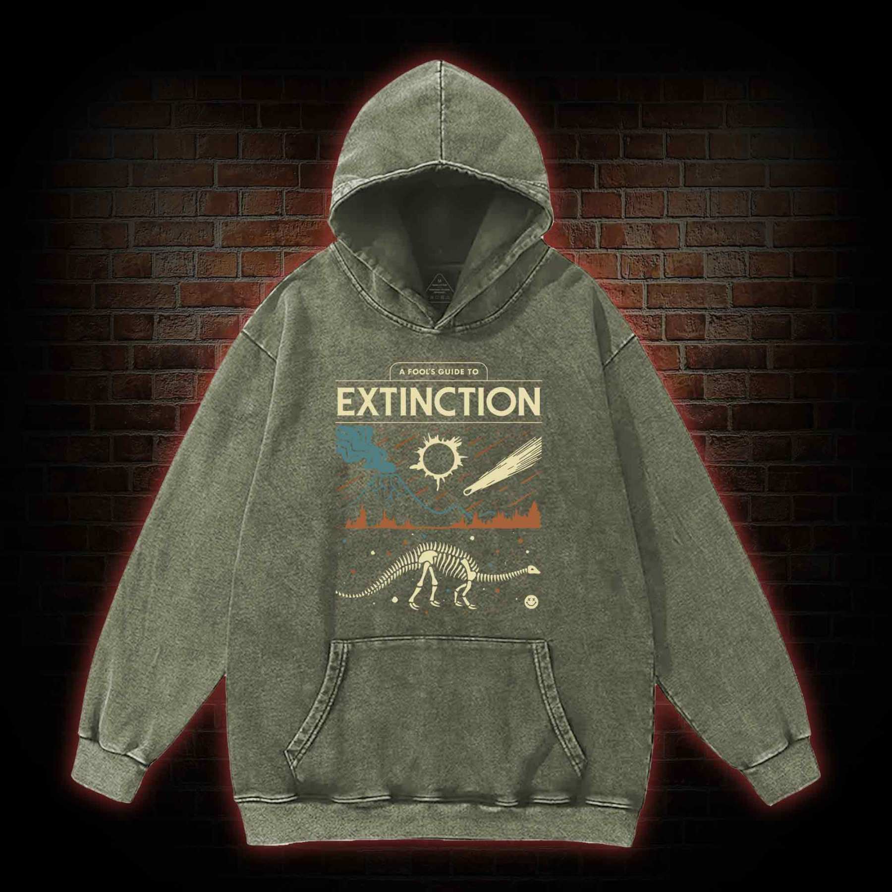 A Fool's Guide To Extinction Washed Hoodie with Dark Style