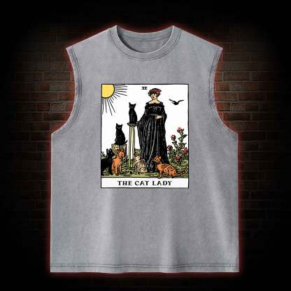 The Cat Lady Washed Tank Top