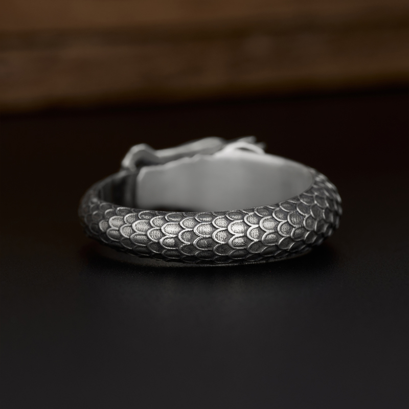 Vintage Dragon Sterling Silver Band Ring