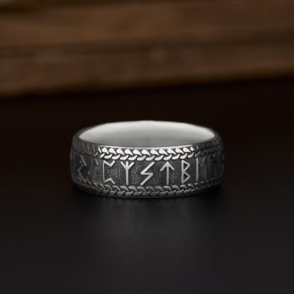 Viking Rune Sterling Silver Band Ring