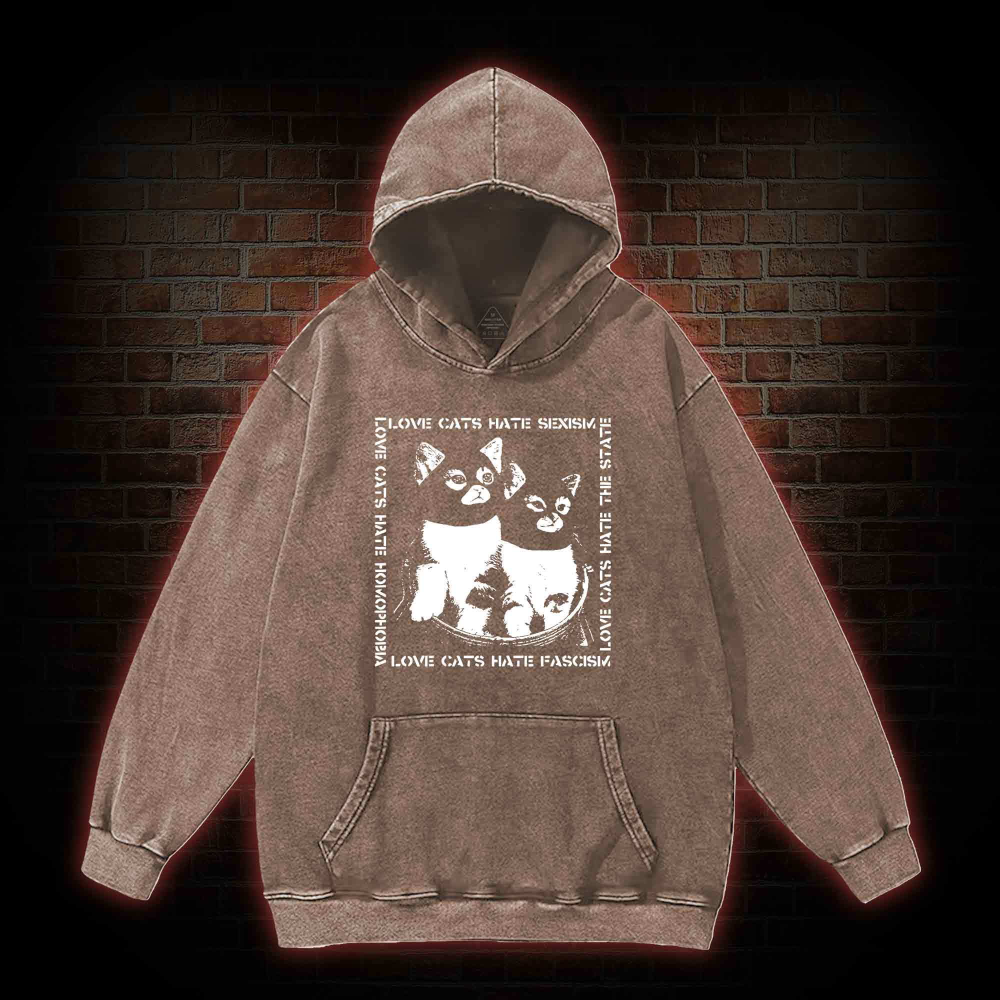 Love Cats Washed Hoodie