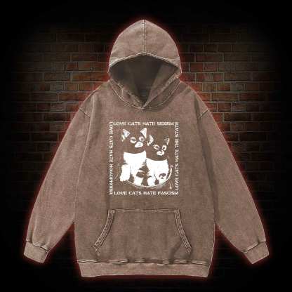 Love Cats Washed Hoodie
