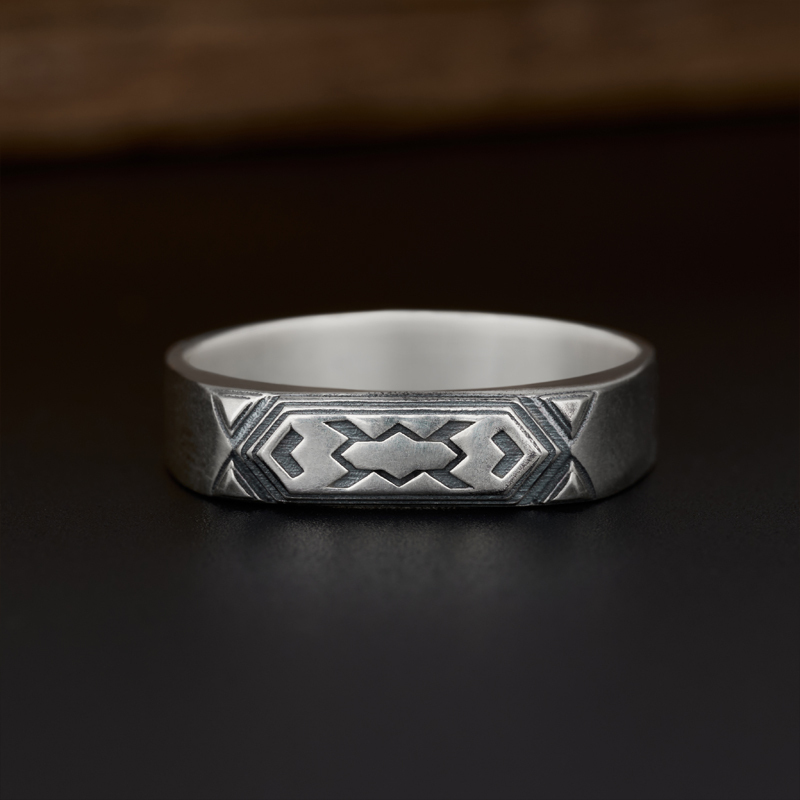 Geometry Sterling Silver Band Ring