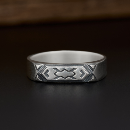 Geometry Sterling Silver Band Ring