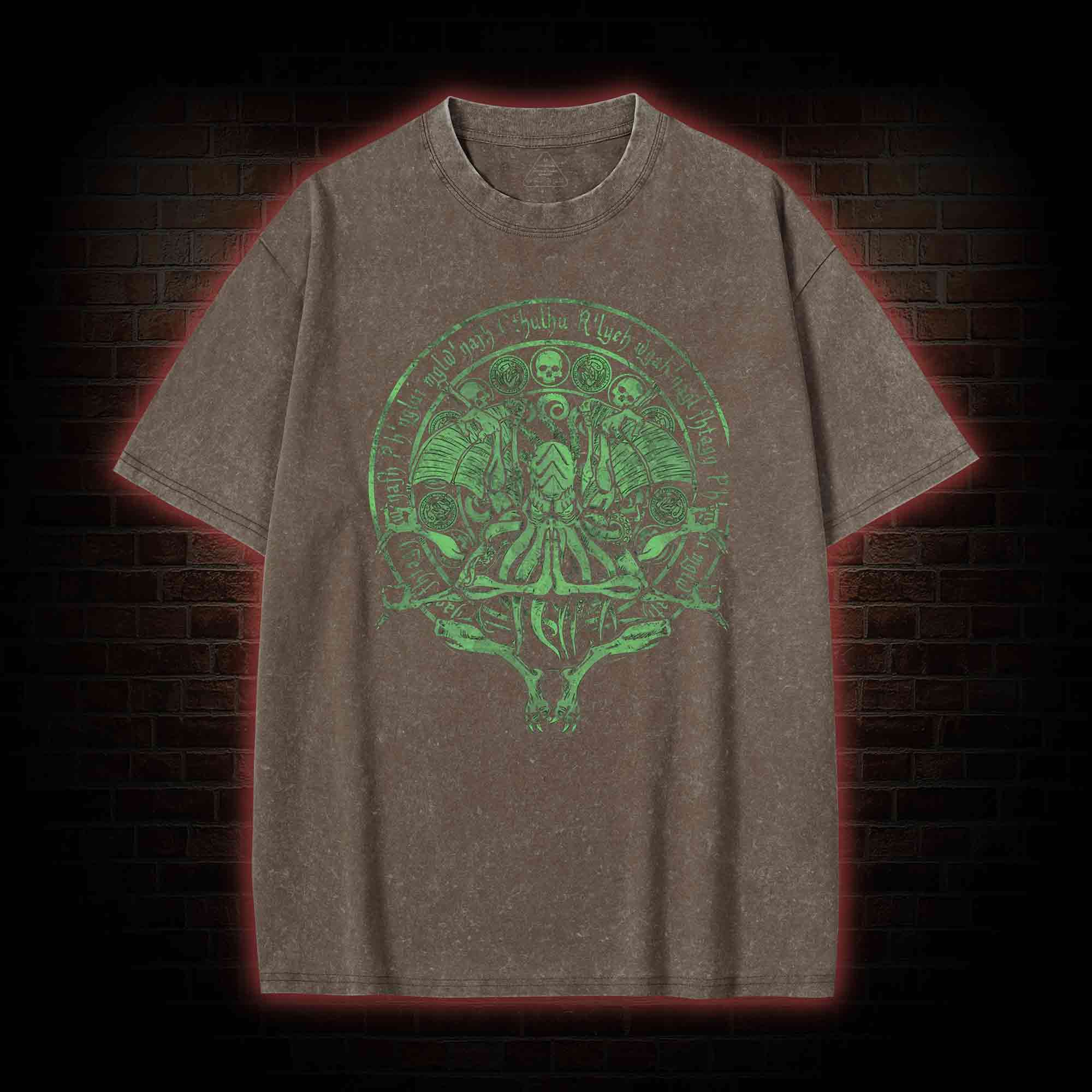 The Sick Green Cthulhu God Washed T-shirt