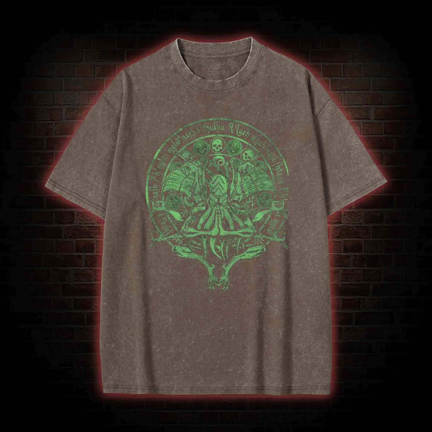 The Sick Green Cthulhu God Washed T-shirt