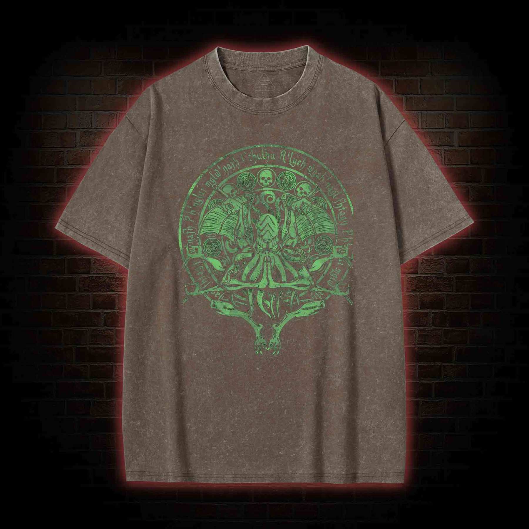 The Sick Green Cthulhu God Washed T-shirt
