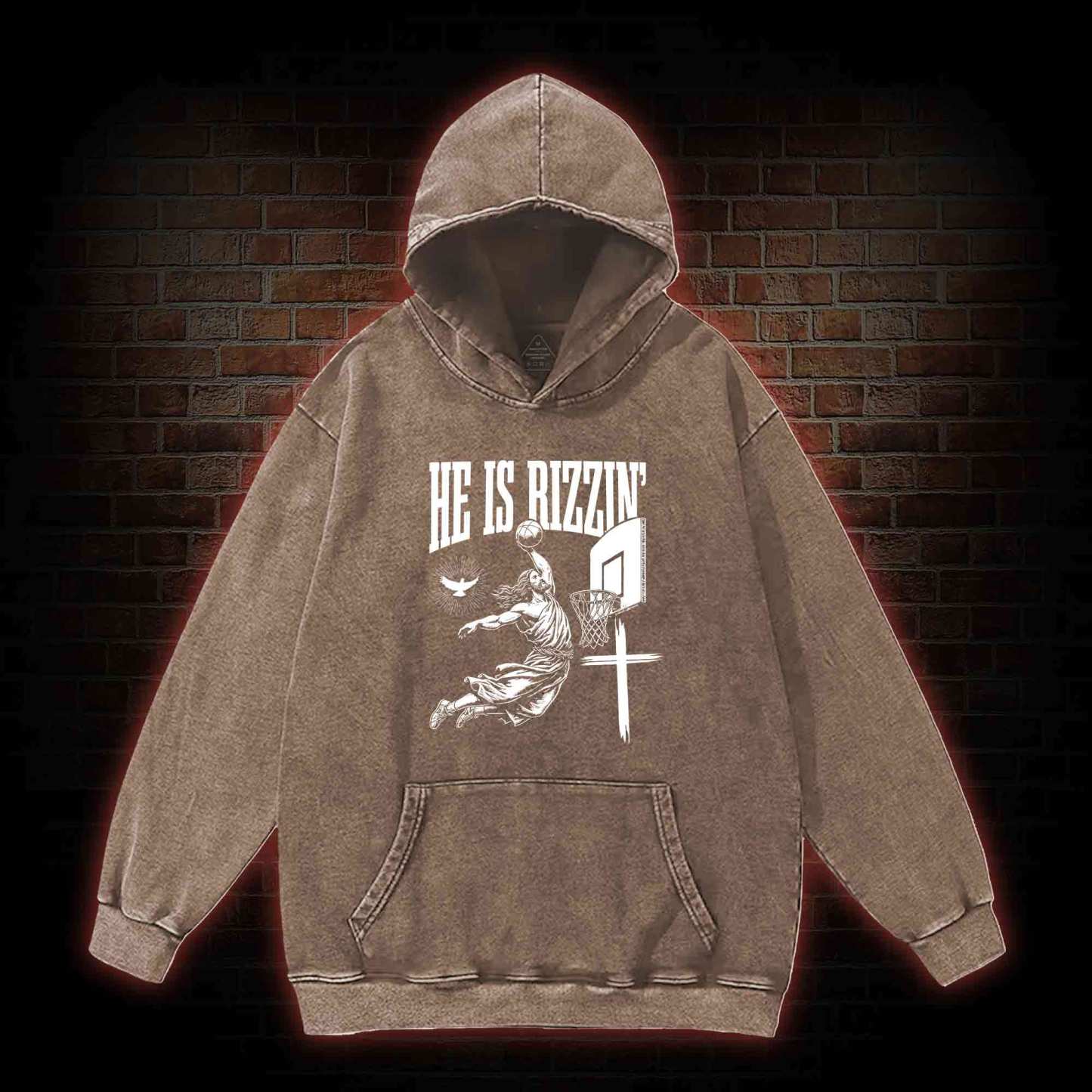 He Is Rizzin' Washed Hoodie