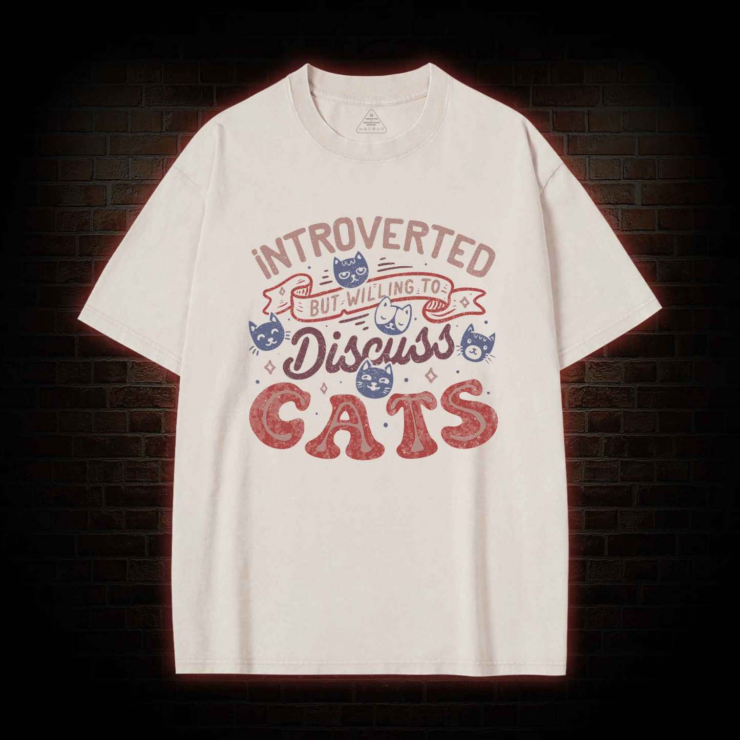 Introverted But Willing To Discuss Cats Washed T-shirt
