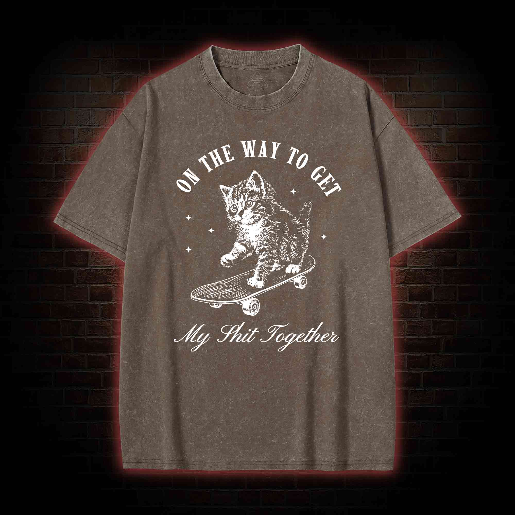 On My Way Cat Washed T-shirt