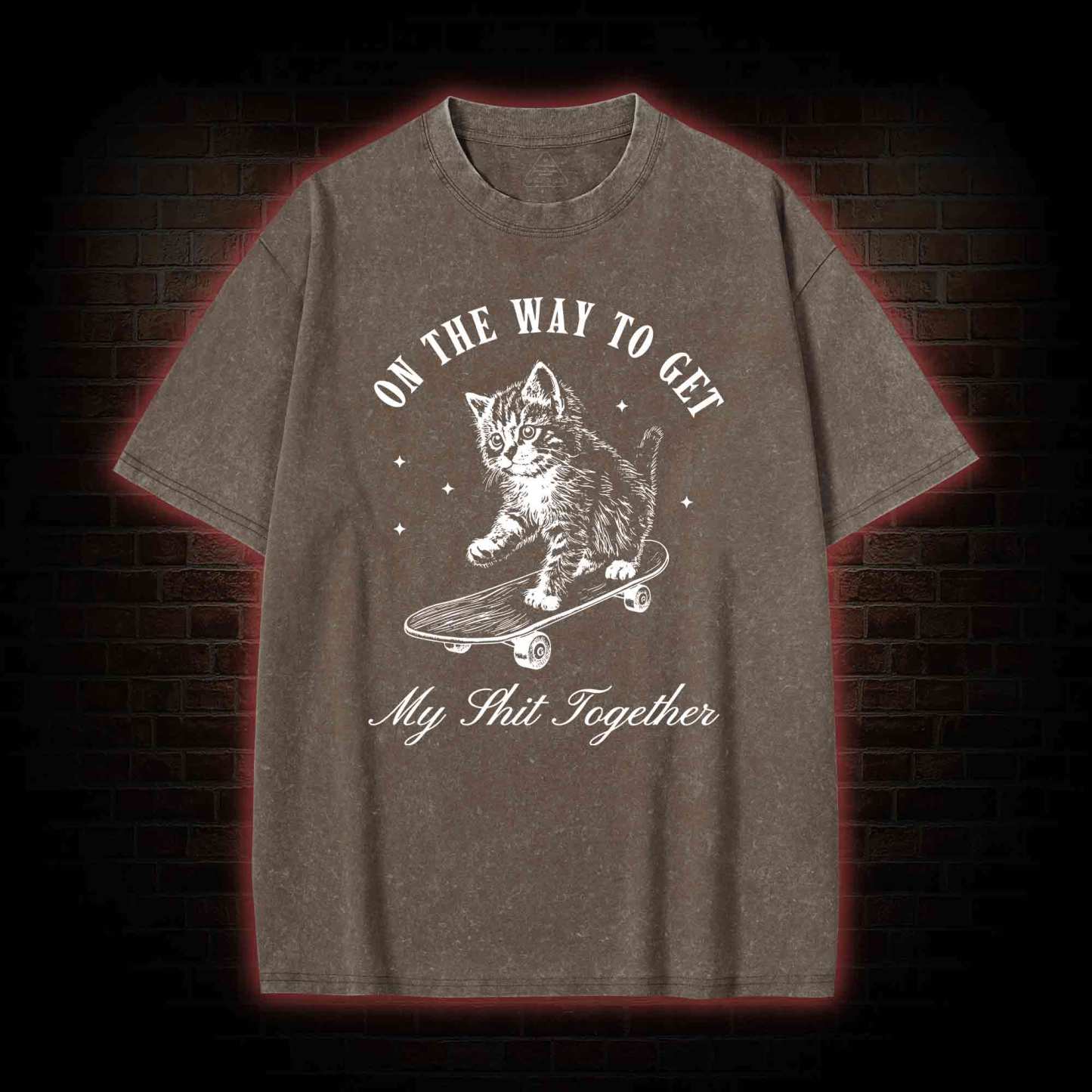 On My Way Cat Washed T-shirt