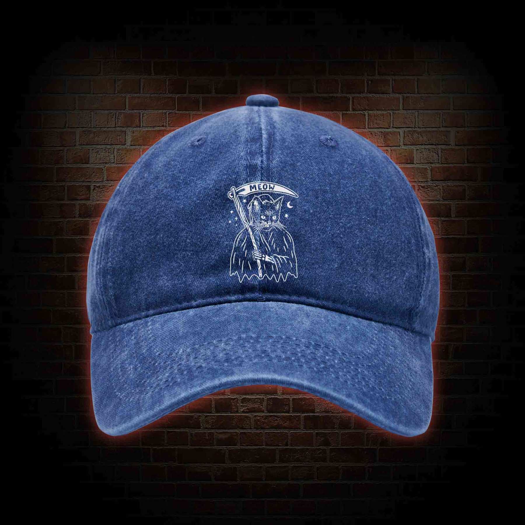 Death Meow Washed Vintage Baseball Cap