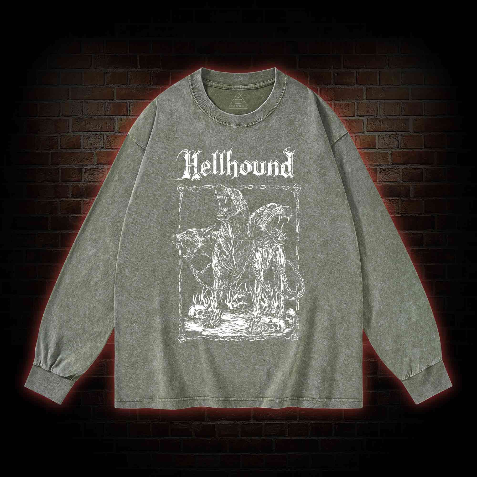 Hell Hound Cerberus Washed Long-Sleeve T-shirt