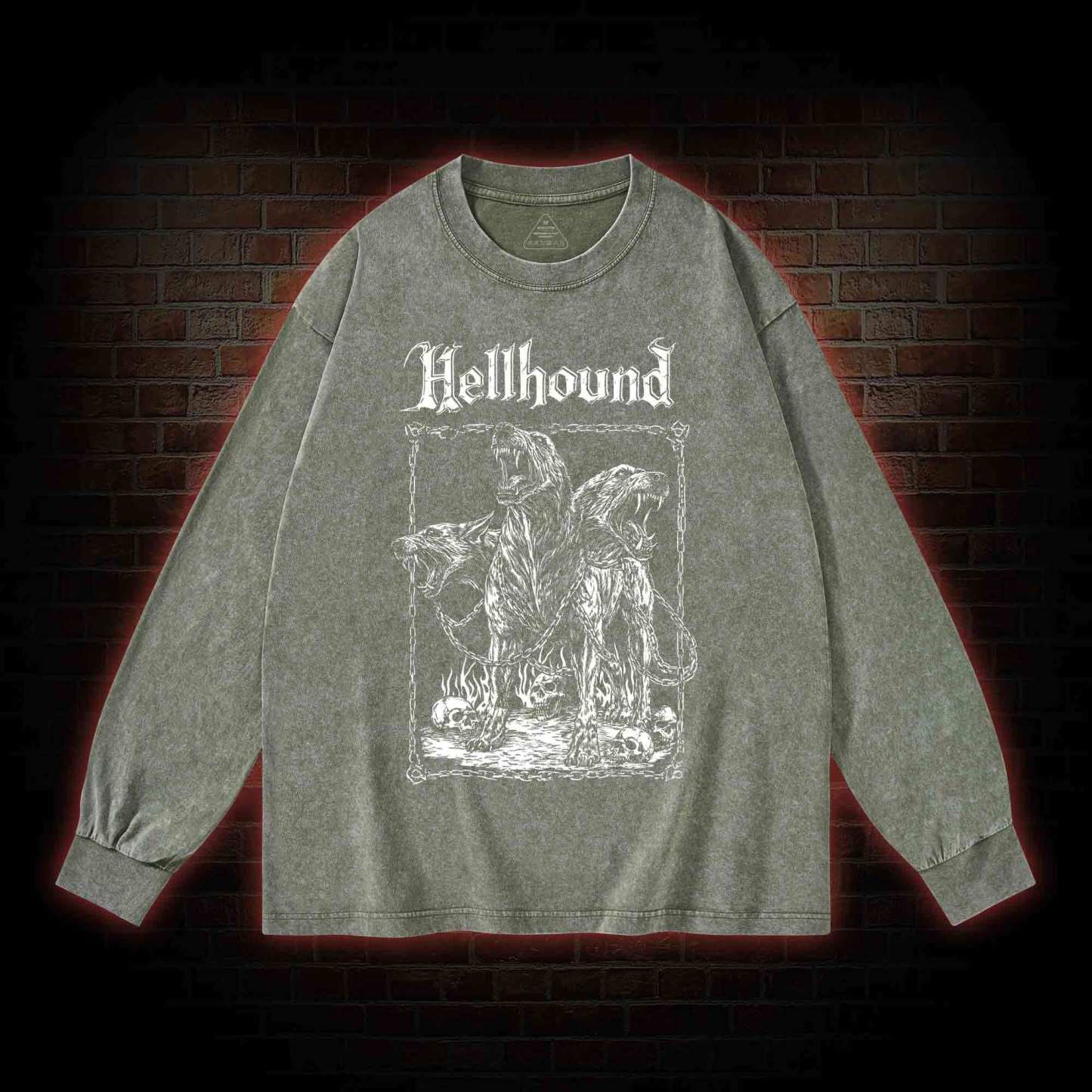 Hell Hound Cerberus Washed Long-Sleeve T-shirt