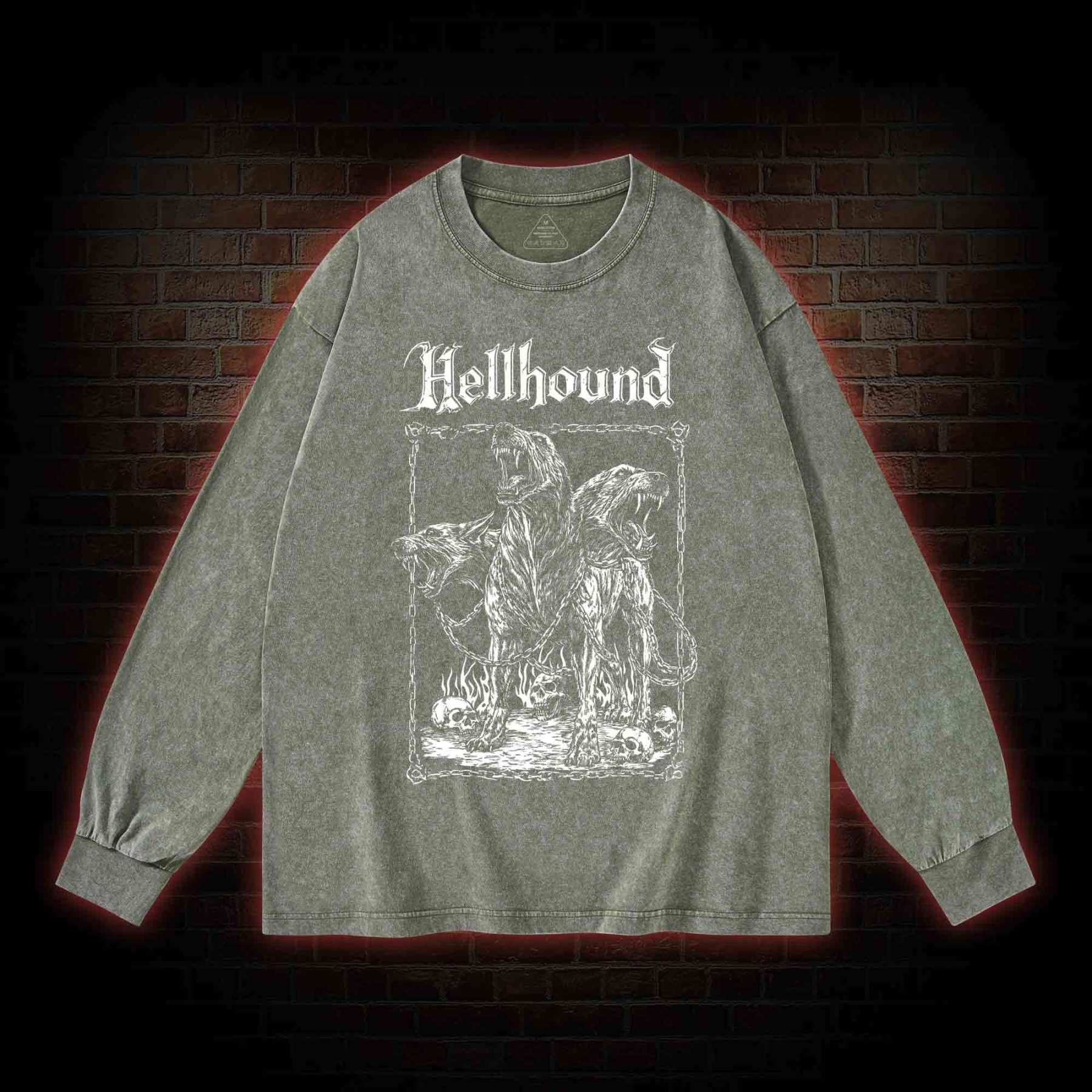 Hell Hound Cerberus Washed Long-Sleeve T-shirt