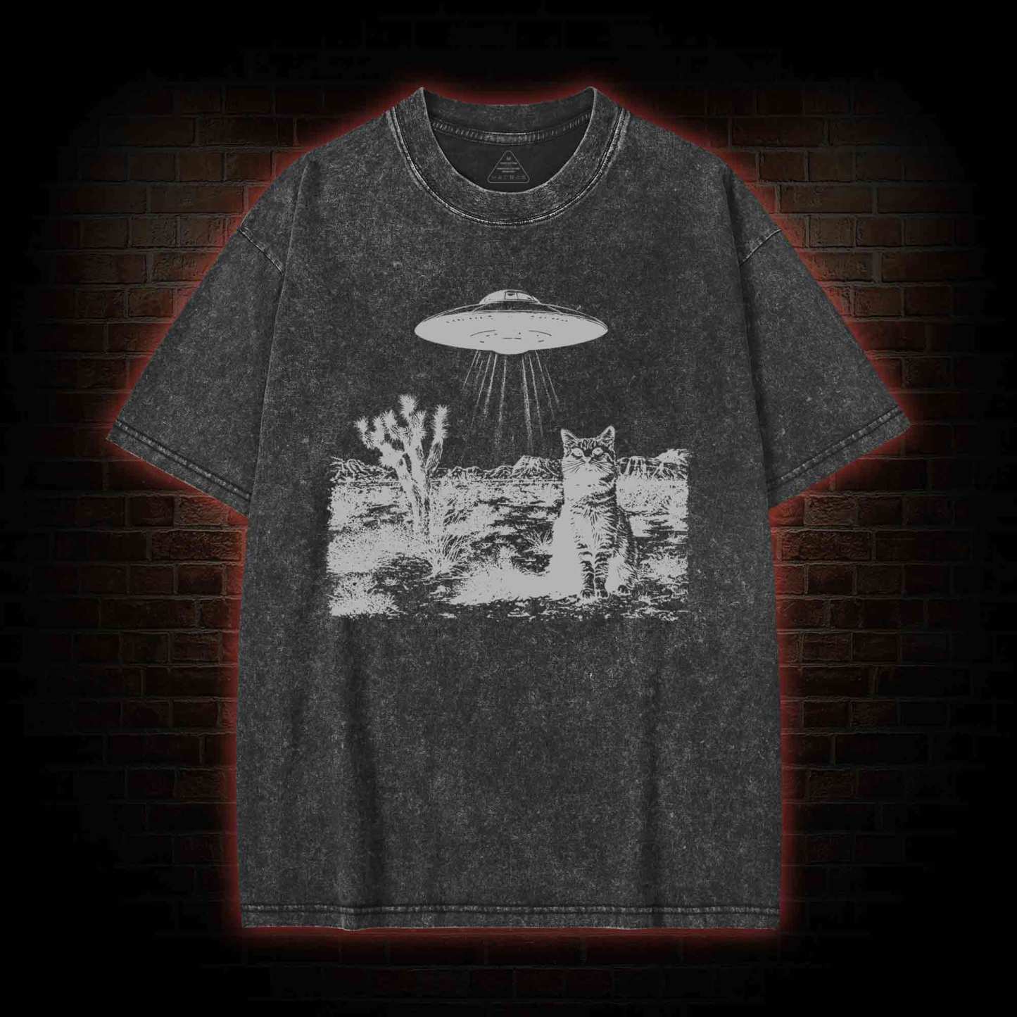 Ufo Cowboy Cat Washed T-shirt