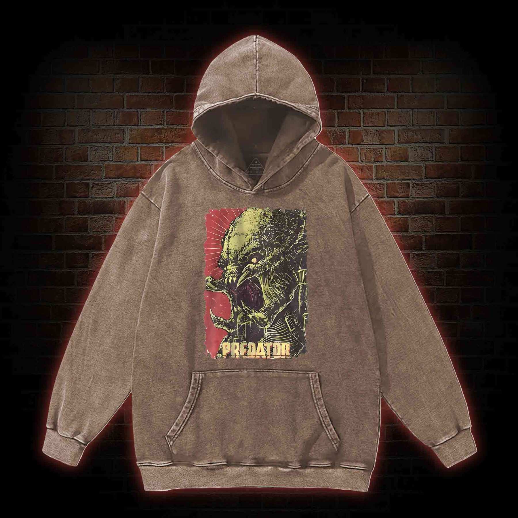 Alien Vs Alien Hunter Vintage Movie Washed Hoodie
