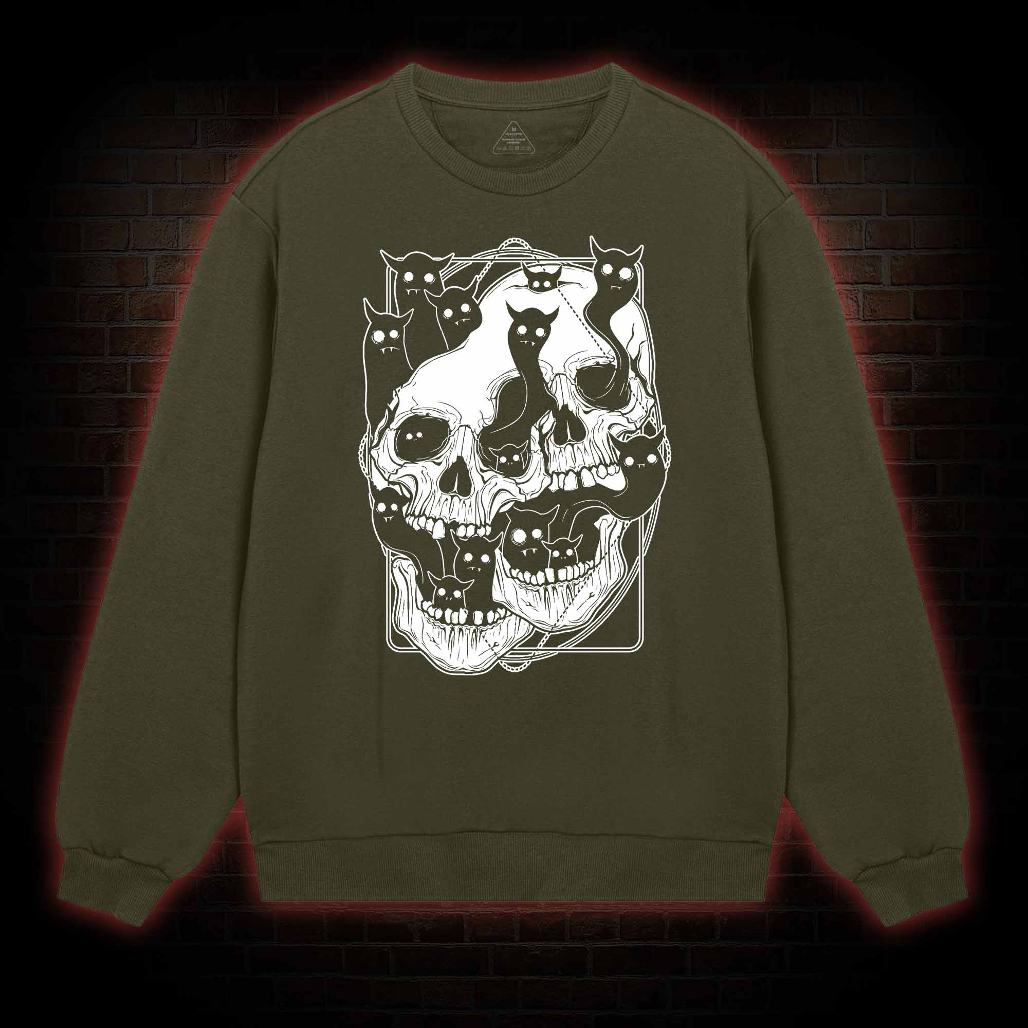 Cat Ghost Double Skull Sweatshirt
